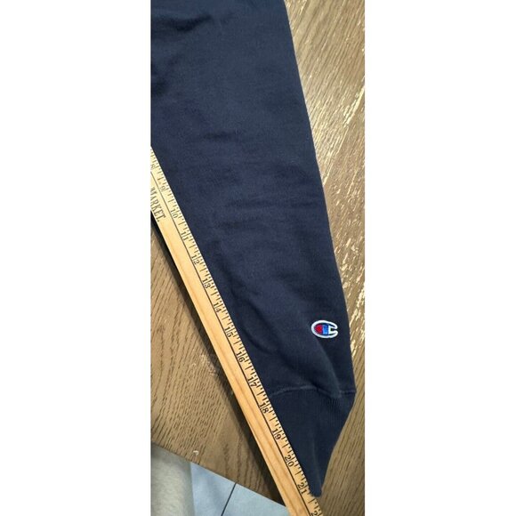 90s Champion reverse weave hoodie Men XL Navy Blue Spell Out Embroidered - Picture 5 of 9